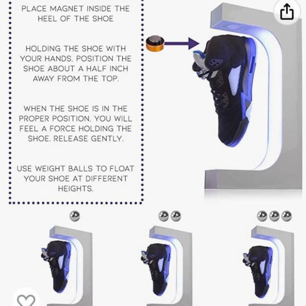 Magnetic Rotating Levitation Display Black Acryllic LED Light Shoe Exhibit Stand - Picture 2 of 4
